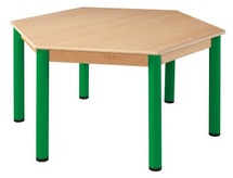 TAFEL MET METALEN POTEN - ZESHOEKIG Ø 120 CM