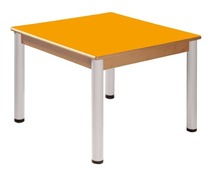 TAFEL MET METALEN POTEN - VIERKANT 80X80 CM