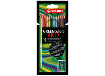 Potloden - kleurpotloden - Stabilo GREENcolors - zeshoekig - dun - etui - set van 12