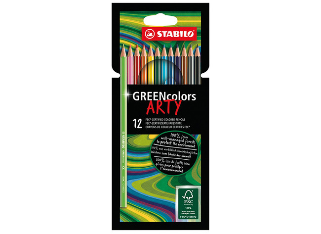 Potloden - kleurpotloden - Stabilo GREENcolors - zeshoekig - dun - etui - set van 12