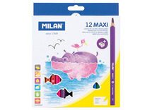 Potloden - kleurpotloden - Milan Maxi - driehoekig - set van 12 assorti