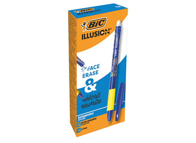 Pen - rollerpen - BIC Gel-ocity Illusion - uitwisbaar - blauw - per stuk
