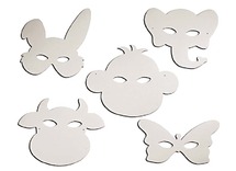 Karton - maskers - dieren - blanco - set van 16 assorti