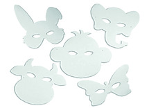Maskers - karton - dieren - blanco - set van 16 assorti