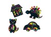 Figuren - vlinder, slak, beer, hart en meer - kraspapier - set van 10 assorti