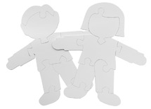 Karton - puzzel - blanco - puzzelfiguren - om te decoreren - per set