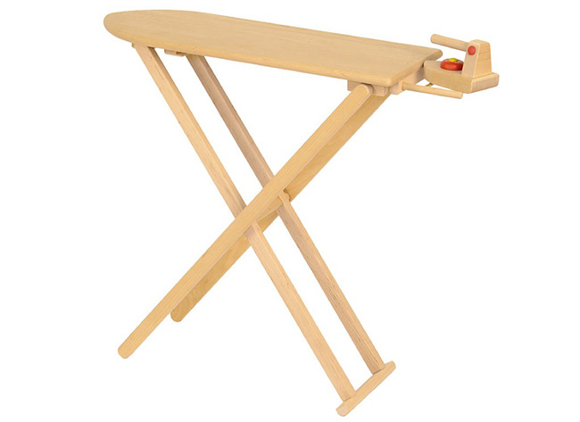 Poppenhuis - poppenaccessoires - strijkplank - strijkijzer - hout - per set