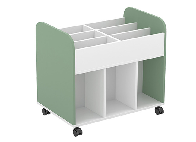Boekentrolley - Bicolor - zijpaneel muntkleurige - per stuk