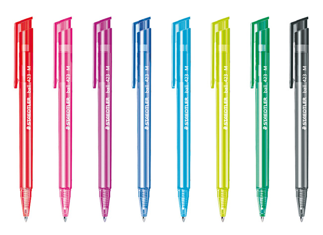BALPEN - STAEDTLER - DRIEKANTIG - CLICK - SET VAN 8