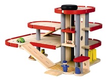 Speelgoed garage - voertuigen - eco garage hout met 3 verdiepingen - carwash - pomp - autolift - per stuk