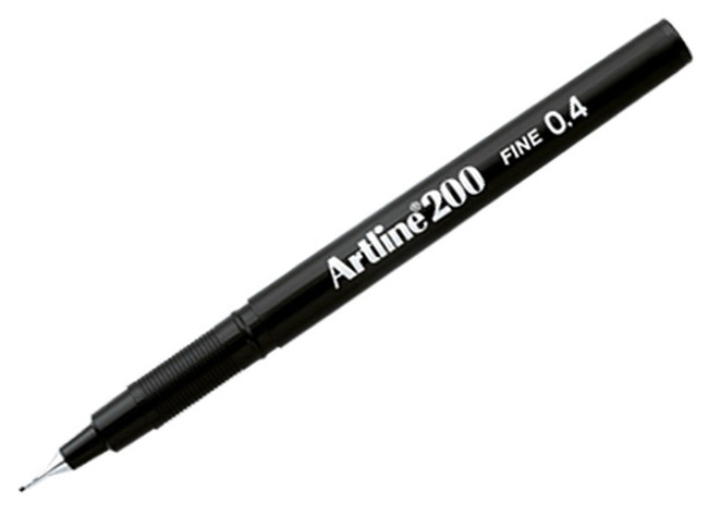 Stiften - schrijfstiften - Artline 200 Fine - 0,4 mm - zwart - per stuk