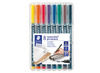 Stiften - voor transparanten of doorzichtige bladen - permanent - medium - verschillende kleuren - set van 8