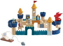 Bouwset - eco houten blokken kasteel - set van 60 assorti