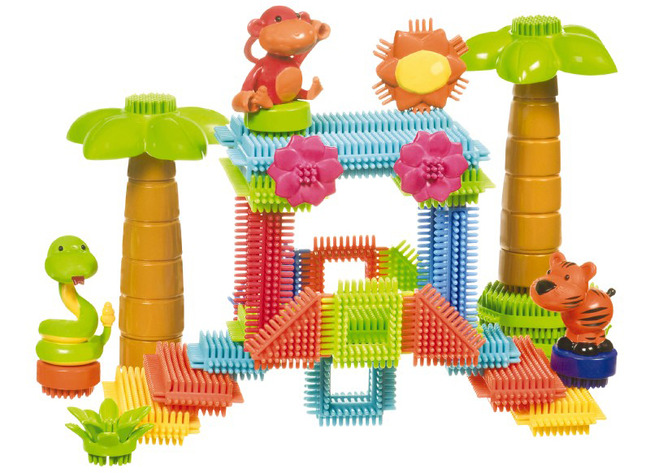 Bouwset - blokken - pinblokken - jungle - set van 58