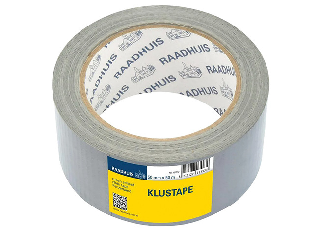 Kleefband - klustape - 50 mm x 50 m - zilver - per rol