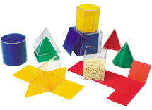 Geometrische lichamen - geometrische vormen - transparant - meetkunde - set van 11 assorti