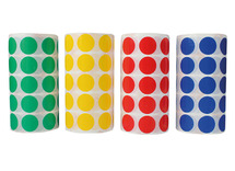 Stickers - op rol - rond - ø 20 mm - basiskleuren - assortiment van 7080