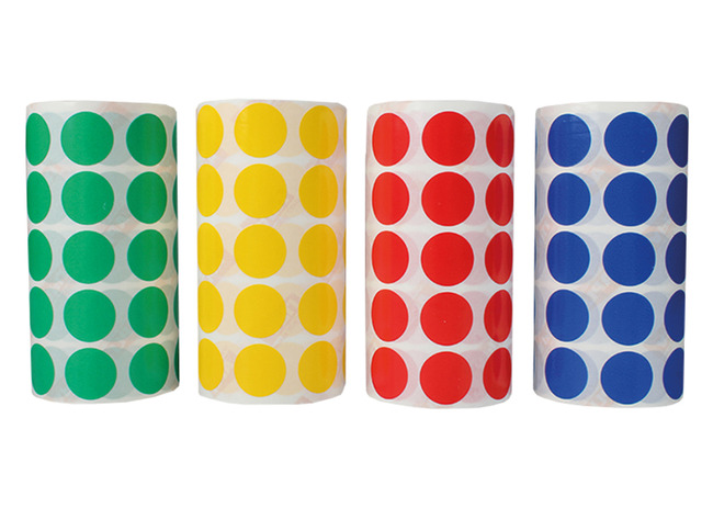Stickers - Apli - rond - basiskleuren - op rol - set van 7080 assorti