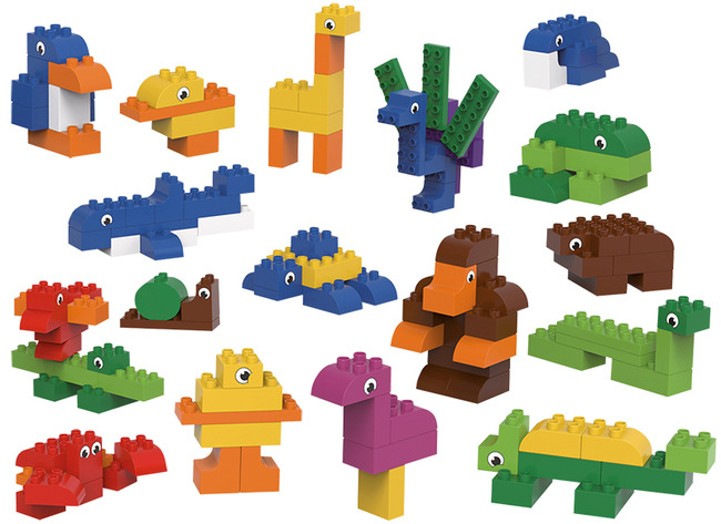 Bouwset - blokken - Biobuddi - dieren - set van 244 assorti