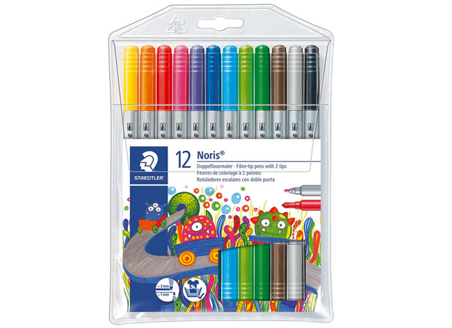 Stiften - kleurstiften - Staedtler Noris - dubbele punt - set van 12 assorti
