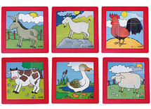 Puzzel - boerderijdieren - 9 stukjes per puzzel - assortiment van 6