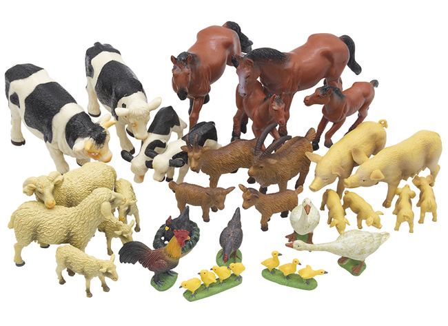 Speelgoed - dieren - boerderijdieren - set van 35 assorti