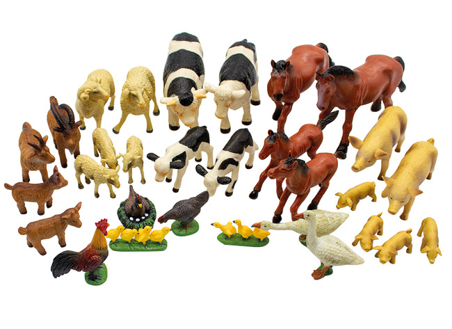 Speelgoed dieren - boerderijdieren - set van 34 assorti