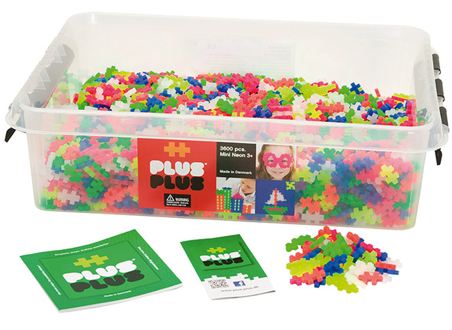 Bouwset - Plus Plus - 2D- en 3D-constructies - 2 cm - neon - set van 3600 assorti