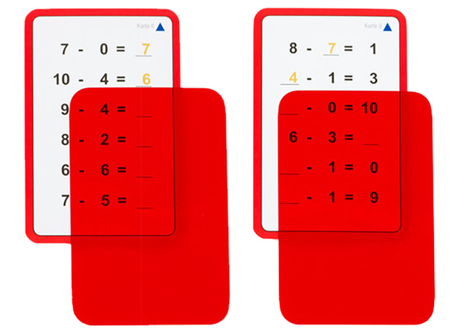 Rekenkaarten - magische kaarten - min - tot 10 - per set