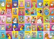 Stickers - vrolijke dieren met Franse teksten - 35 motieven - set van 700 assorti
