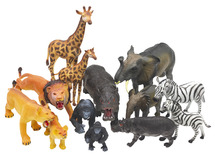Speelgoed dieren - wilde dieren - moeder en jong - set van 13 assorti