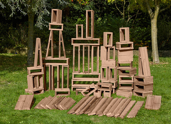 Bouwset - blokkenset in- en outdoor - set van 75 assorti