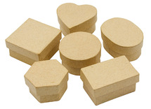 Figuren - papier-maché - mini-doosjes - hart, rechthoek, ovaal en meer - set van 6