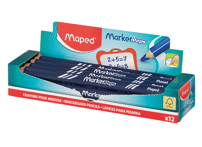 Potloden - kleurpotloden - Maped - whiteboard - Markerpeps - blauw - set van 12
