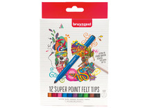 Stiften - kleurstiften - Bruynzeel Super Point - uitwisbaar - set van 12 assorti