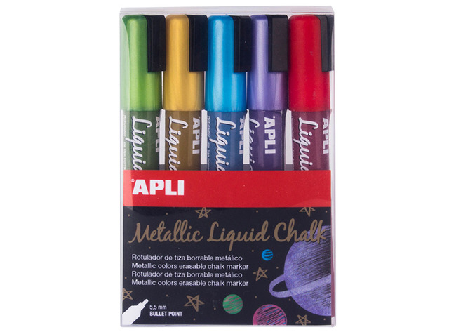 Krijtstiften - Apli - metallic - 5,5 mm - set van 5 assorti