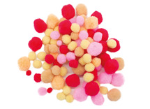 POMPONS - PASTEL - WARME KLEUREN - ASSORTIMENT VAN 200