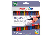 Stiften - schrijfstiften - Pentel fineliner - sign pen - set van 12 assorti