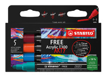 stiften - acrylstiften - Stabilo FREE Acrylic ARTY T300 - set van 5