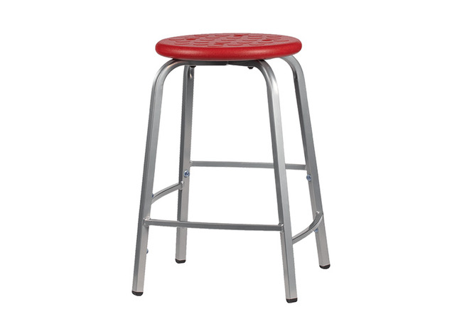Krukje - Met Verspringende Voetsteun - Zithoogte 46 Cm - onderstel grijs - zitoppervlak rood - per stuk