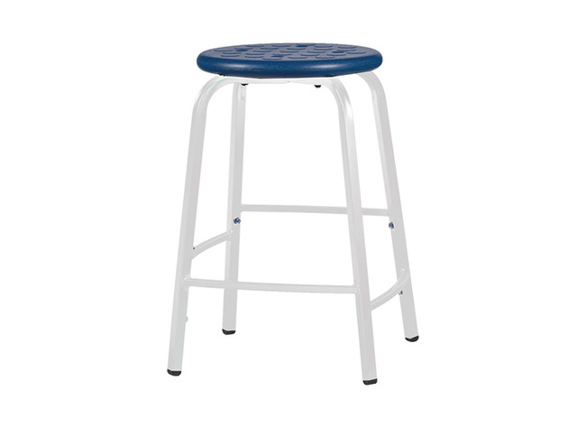Krukje - Met Verspringende Voetsteun - Zithoogte 46 Cm - onderstel wit - zitoppervlak blauw - per stuk