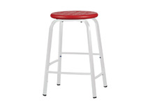 Krukje - Met Verspringende Voetsteun - Zithoogte 46 Cm - onderstel wit - zitoppervlak rood - per stuk