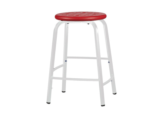 Krukje - Met Verspringende Voetsteun - Zithoogte 46 Cm - onderstel wit - zitoppervlak rood - per stuk