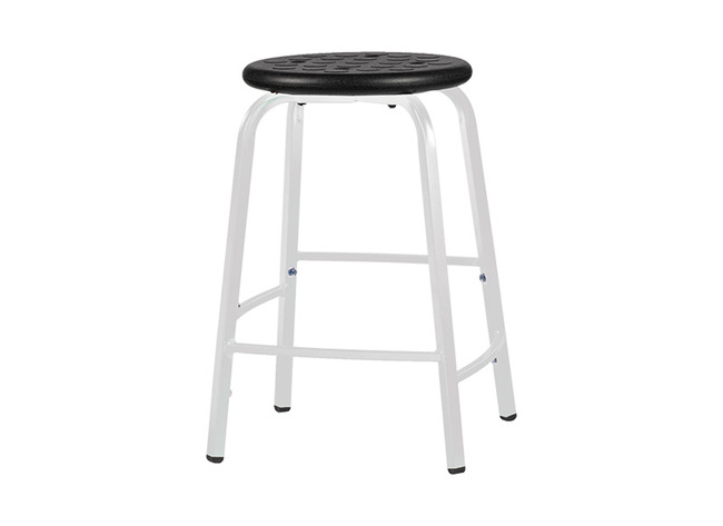 Krukje - Met Verspringende Voetsteun - Zithoogte 46 Cm - onderstel wit - zitoppervlak zwart - per stuk