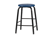 Krukje - Met Verspringende Voetsteun - Zithoogte 46 Cm - onderstel zwart - zitoppervlak blauw - per stuk