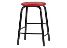 Krukje - Met Verspringende Voetsteun - Zithoogte 46 Cm - onderstel zwart - zitoppervlak rood - per stuk