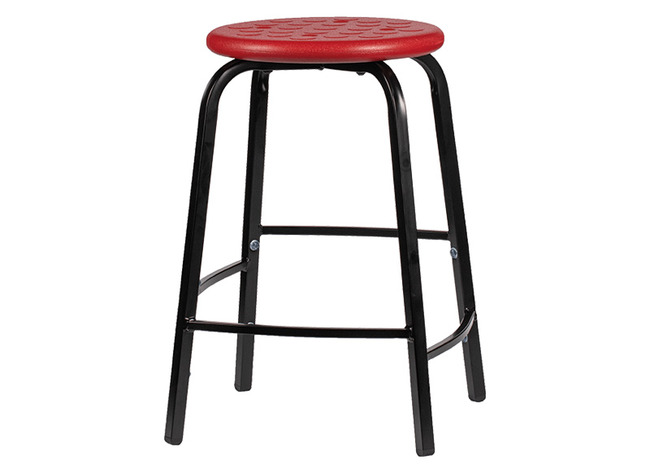 Krukje - Met Verspringende Voetsteun - Zithoogte 46 Cm - onderstel zwart - zitoppervlak rood - per stuk