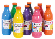 Verf - plakkaatverf - peuterverf - Basiskleuren - 8 x 1l - set van 8 assorti