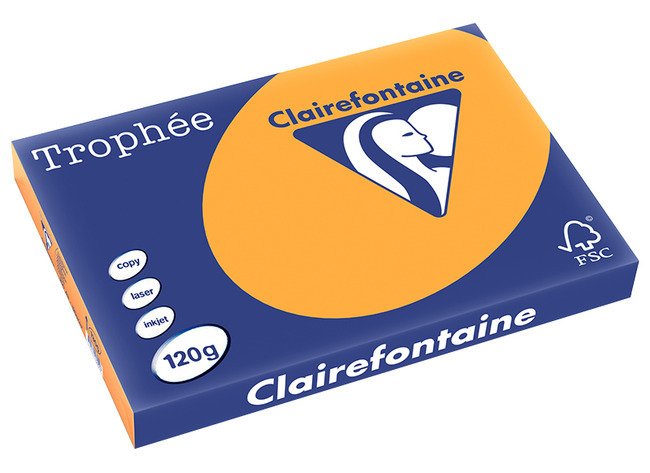 Papier - fotokopieerpapier - Clairefontaine Trophée - A4 - 120 g - pastel - clementine - pak van 250 vellen