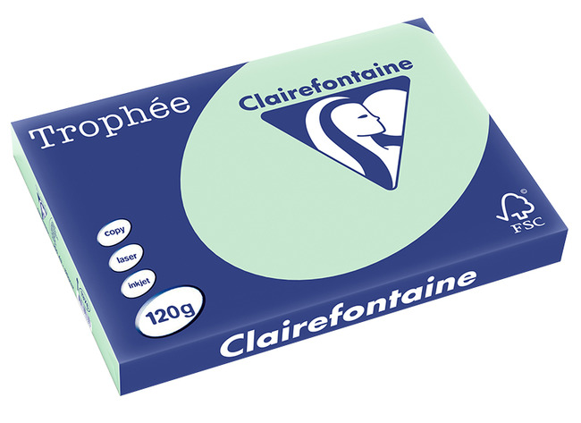 Papier - fotokopieerpapier - Clairefontaine Trophée - A4 - 120 g - pastel - groen - pak van 250 vellen